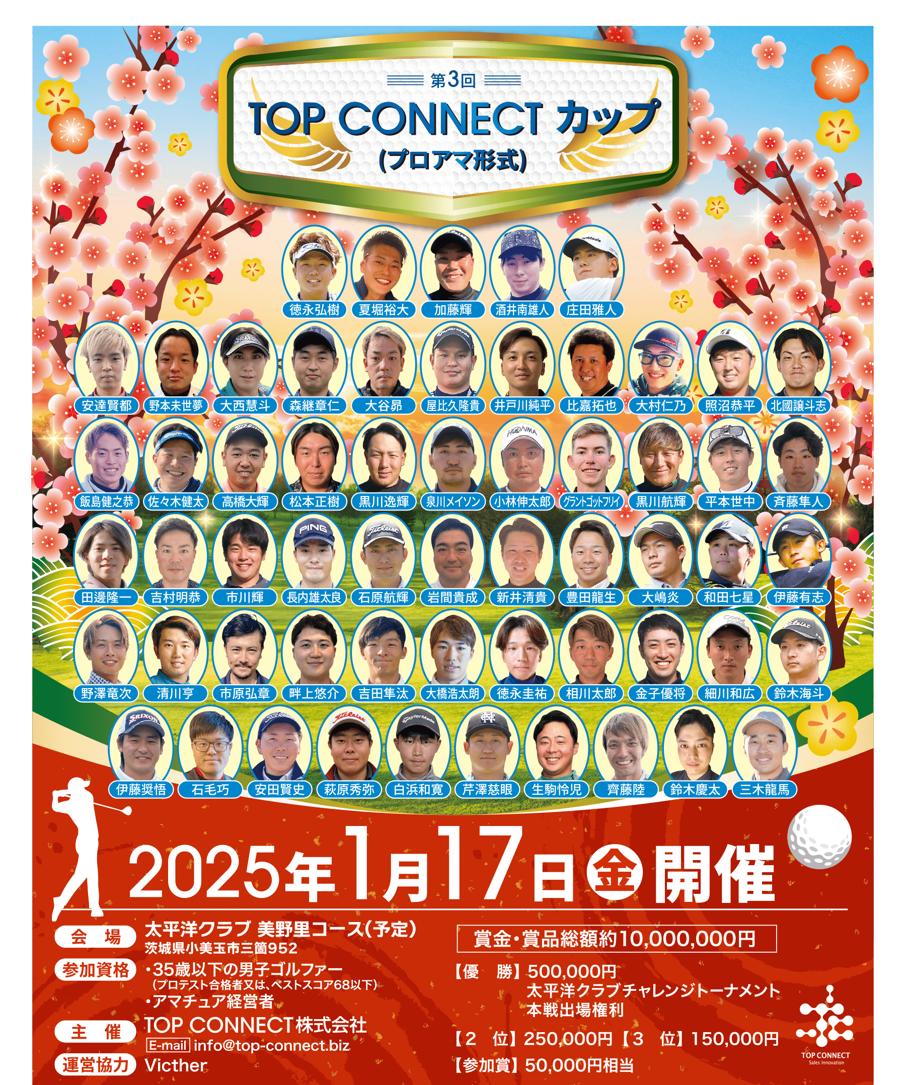 第3回TOP CONNECTカップ｜2025年1月17日(金)開催｜太平洋クラブ 美野里コース（予定）
